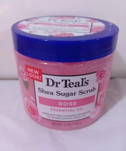 DR TEAL'S SHEA SUGAR SCRUB ROSE ESSENTIAL OIL