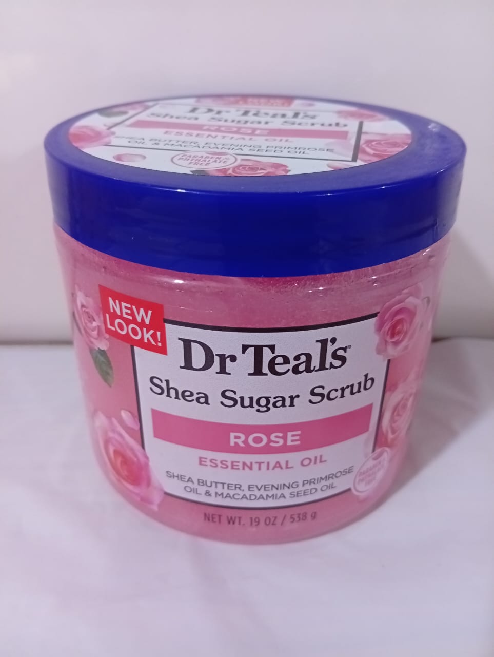 DR TEAL'S SHEA SUGAR SCRUB ROSE ESSENTIAL OIL